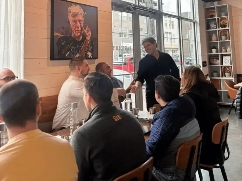 Lumion team gathered for a team dinner